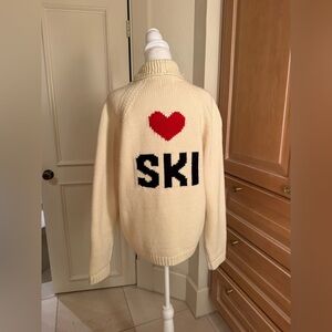 PINK Pineapple Cream Sweater with Heart and SKI Design
